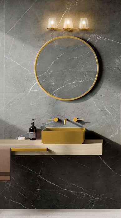 Vanity Nuvo 60-8263 Valentine - 3 Light Vanity - Vintage Brass Finish - Hammered Glass Nuvo