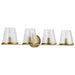 Vanity Nuvo 60-8264 Valentine - 4 Light Vanity - Vintage Brass Finish - Hammered Glass Nuvo