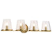 Vanity Nuvo 60-8264 Valentine - 4 Light Vanity - Vintage Brass Finish - Hammered Glass Nuvo