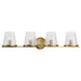 Vanity Nuvo 60-8264 Valentine - 4 Light Vanity - Vintage Brass Finish - Hammered Glass Nuvo