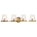 Vanity Nuvo 60-8264 Valentine - 4 Light Vanity - Vintage Brass Finish - Hammered Glass Nuvo