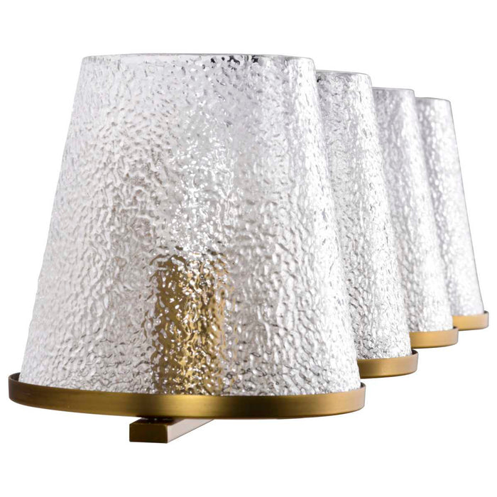 Vanity Nuvo 60-8264 Valentine - 4 Light Vanity - Vintage Brass Finish - Hammered Glass Nuvo