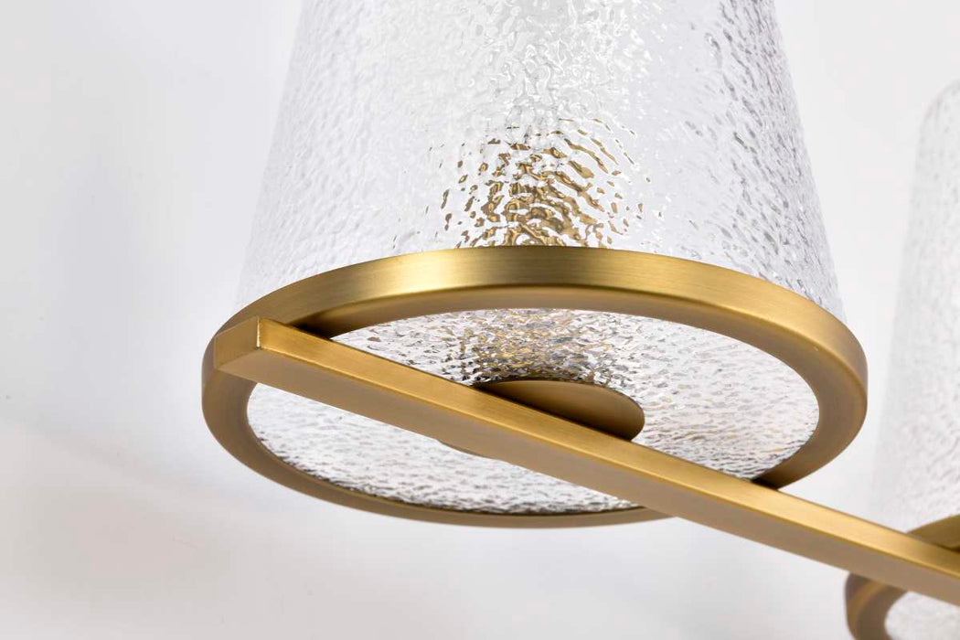 Vanity Nuvo 60-8264 Valentine - 4 Light Vanity - Vintage Brass Finish - Hammered Glass Nuvo