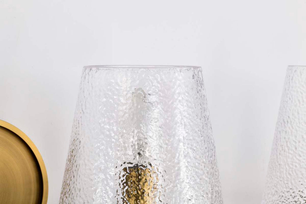 Vanity Nuvo 60-8264 Valentine - 4 Light Vanity - Vintage Brass Finish - Hammered Glass Nuvo