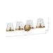 Vanity Nuvo 60-8264 Valentine - 4 Light Vanity - Vintage Brass Finish - Hammered Glass Nuvo