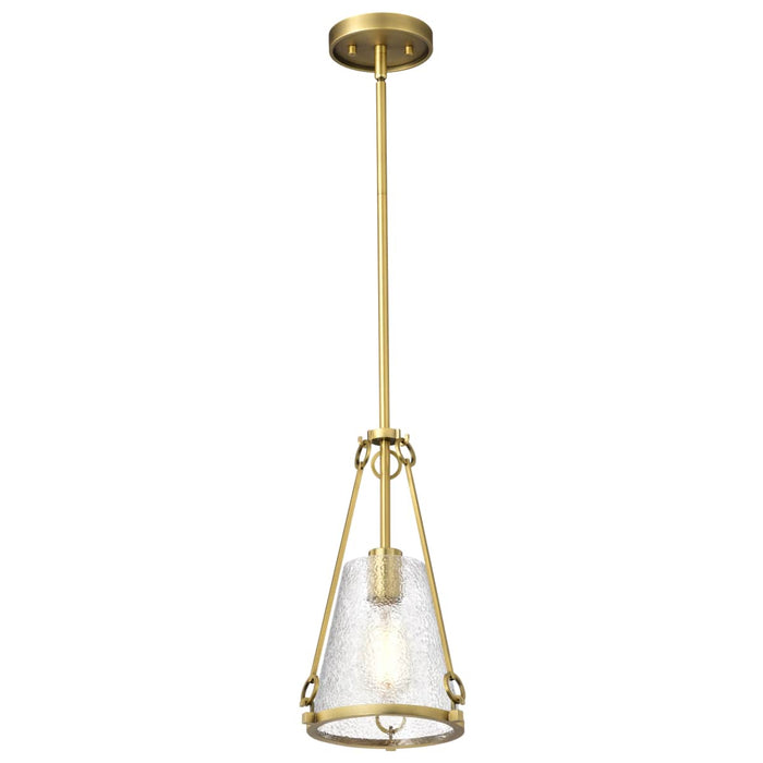 Pendant Nuvo 60-8265 Valentine - Small Pendant - Vintage Brass Finish - Hammered Glass Nuvo