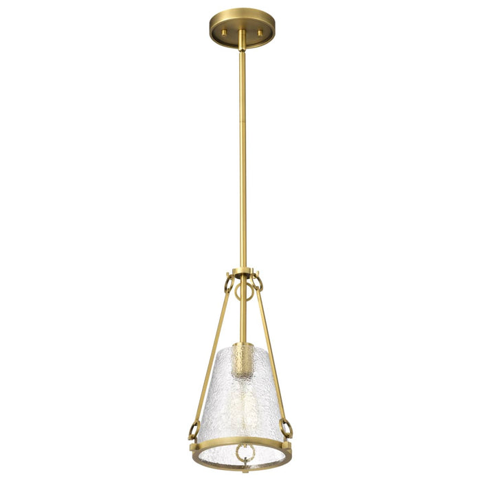 Pendant Nuvo 60-8265 Valentine - Small Pendant - Vintage Brass Finish - Hammered Glass Nuvo