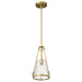 Pendant Nuvo 60-8265 Valentine - Small Pendant - Vintage Brass Finish - Hammered Glass Nuvo