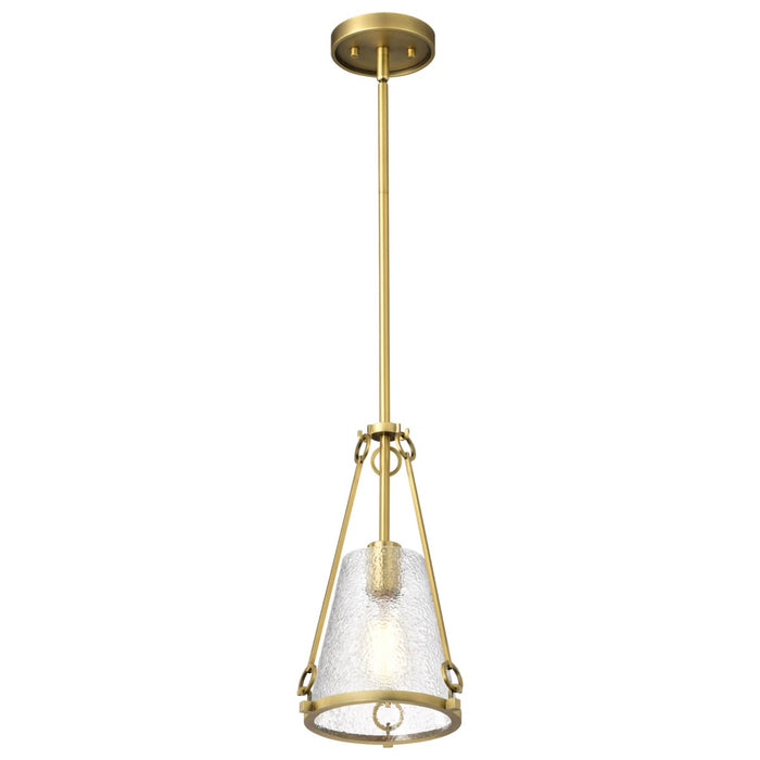 Pendant Nuvo 60-8265 Valentine - Small Pendant - Vintage Brass Finish - Hammered Glass Nuvo