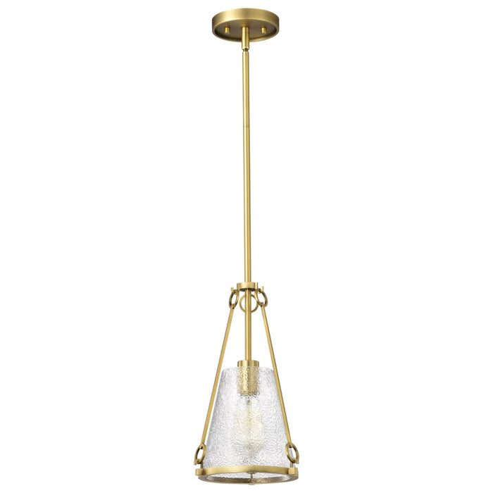 Pendant Nuvo 60-8265 Valentine - Small Pendant - Vintage Brass Finish - Hammered Glass Nuvo