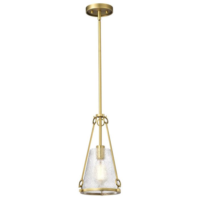Pendant Nuvo 60-8265 Valentine - Small Pendant - Vintage Brass Finish - Hammered Glass Nuvo