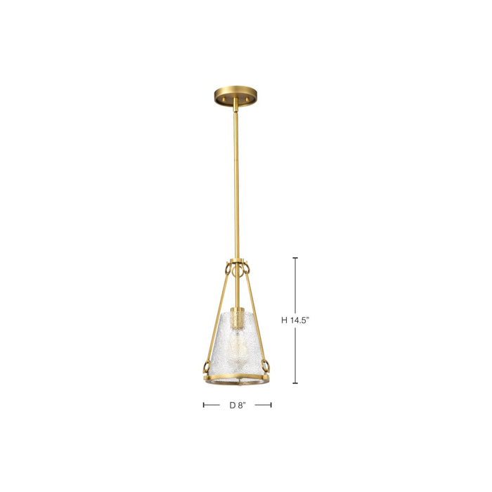 Pendant Nuvo 60-8265 Valentine - Small Pendant - Vintage Brass Finish - Hammered Glass Nuvo