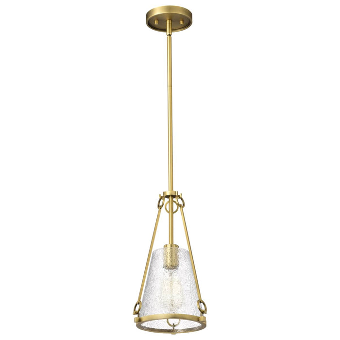 Pendant Nuvo 60-8265 Valentine - Small Pendant - Vintage Brass Finish - Hammered Glass Nuvo
