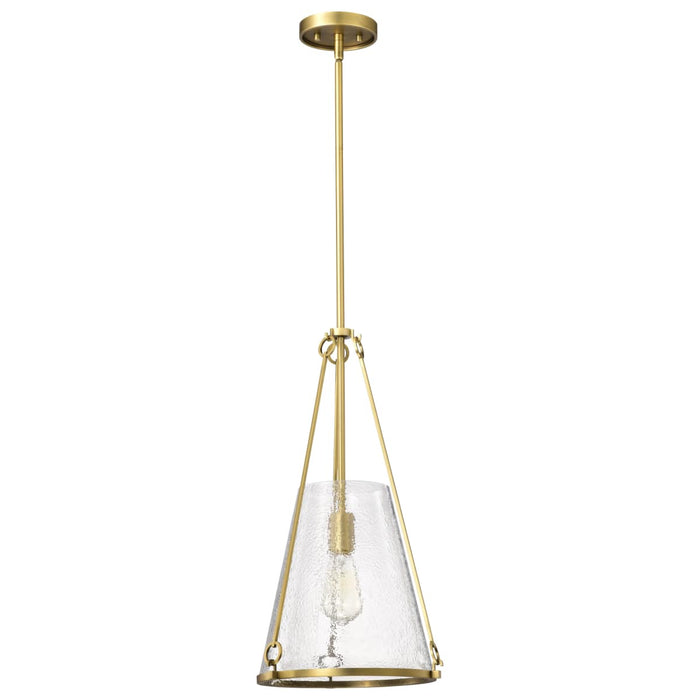 Pendant Nuvo 60-8266 Valentine - Medium Pendant - Vintage Brass Finish - Hammered Glass Nuvo