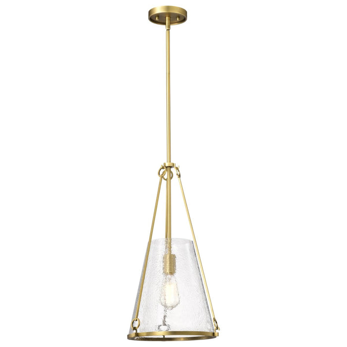 Pendant Nuvo 60-8266 Valentine - Medium Pendant - Vintage Brass Finish - Hammered Glass Nuvo