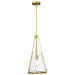 Pendant Nuvo 60-8266 Valentine - Medium Pendant - Vintage Brass Finish - Hammered Glass Nuvo