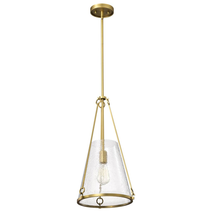 Pendant Nuvo 60-8266 Valentine - Medium Pendant - Vintage Brass Finish - Hammered Glass Nuvo