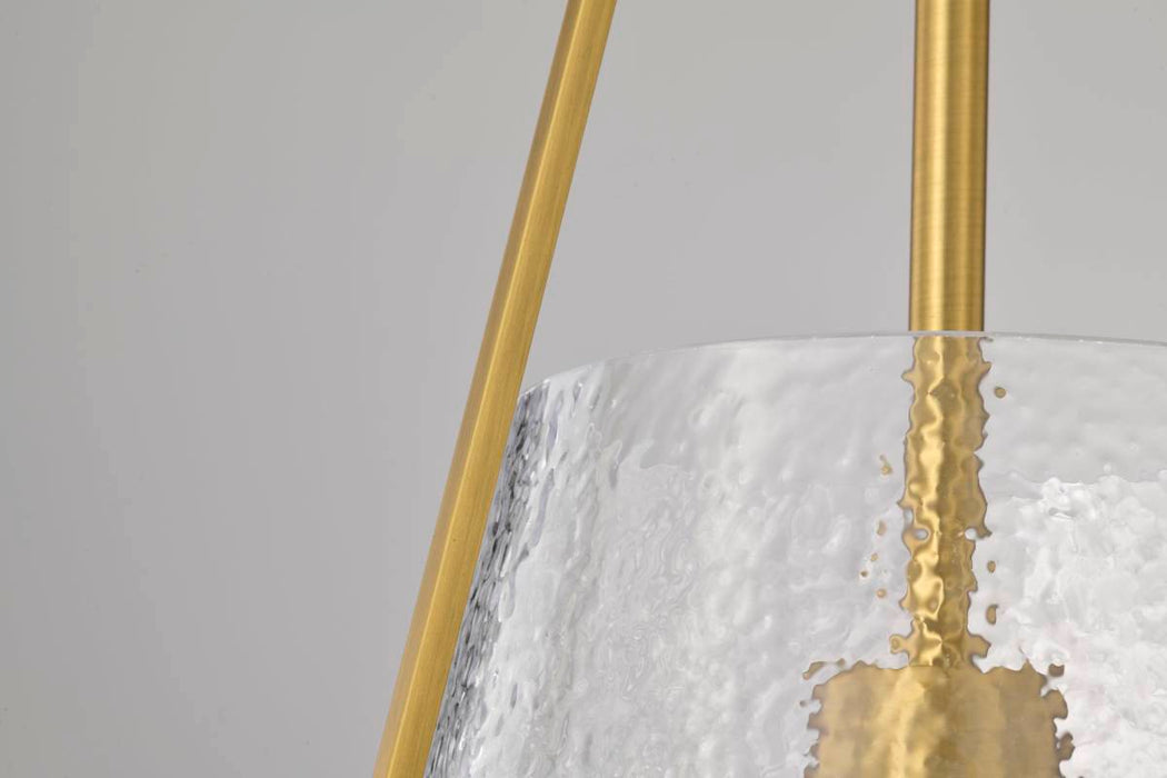 Pendant Nuvo 60-8266 Valentine - Medium Pendant - Vintage Brass Finish - Hammered Glass Nuvo