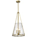 Pendant Nuvo 60-8267 Valentine - Large Pendant - Vintage Brass Finish - Hammered Glass Nuvo