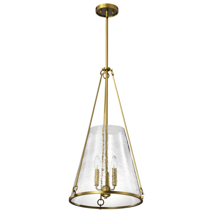 Pendant Nuvo 60-8267 Valentine - Large Pendant - Vintage Brass Finish - Hammered Glass Nuvo