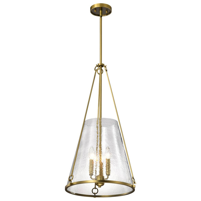 Pendant Nuvo 60-8267 Valentine - Large Pendant - Vintage Brass Finish - Hammered Glass Nuvo