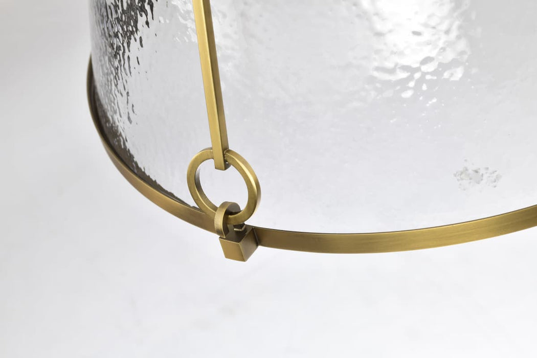 Pendant Nuvo 60-8267 Valentine - Large Pendant - Vintage Brass Finish - Hammered Glass Nuvo