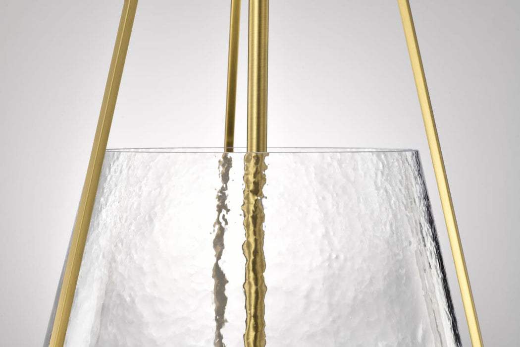 Pendant Nuvo 60-8267 Valentine - Large Pendant - Vintage Brass Finish - Hammered Glass Nuvo