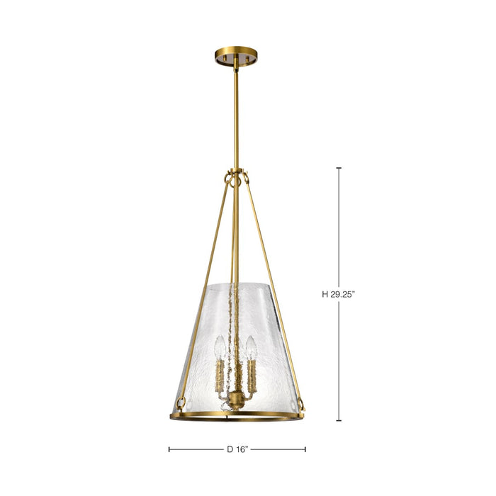 Pendant Nuvo 60-8267 Valentine - Large Pendant - Vintage Brass Finish - Hammered Glass Nuvo