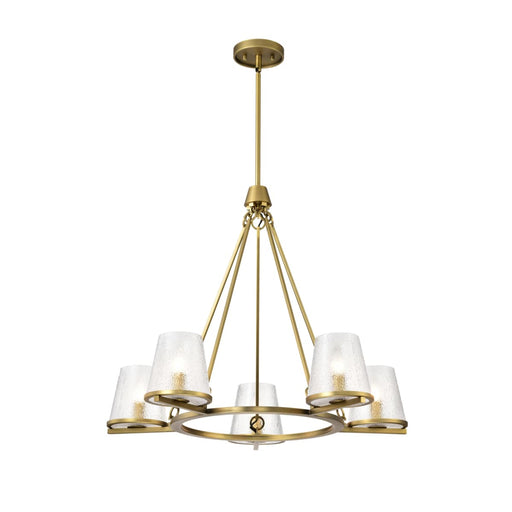 Chandelier Nuvo 60-8268 Valentine - 5 Light Chandelier - Vintage Brass Finish - Hammered Glass Nuvo
