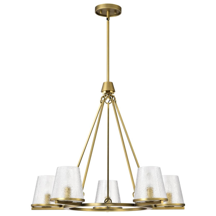 Chandelier Nuvo 60-8268 Valentine - 5 Light Chandelier - Vintage Brass Finish - Hammered Glass Nuvo