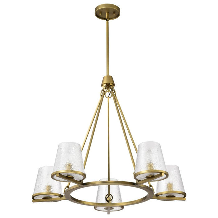 Chandelier Nuvo 60-8268 Valentine - 5 Light Chandelier - Vintage Brass Finish - Hammered Glass Nuvo
