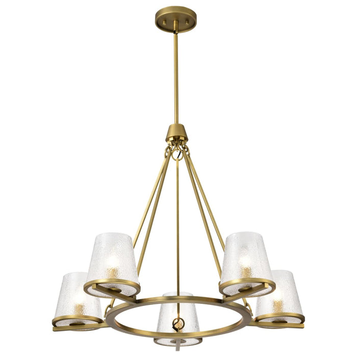 Chandelier Nuvo 60-8268 Valentine - 5 Light Chandelier - Vintage Brass Finish - Hammered Glass Nuvo