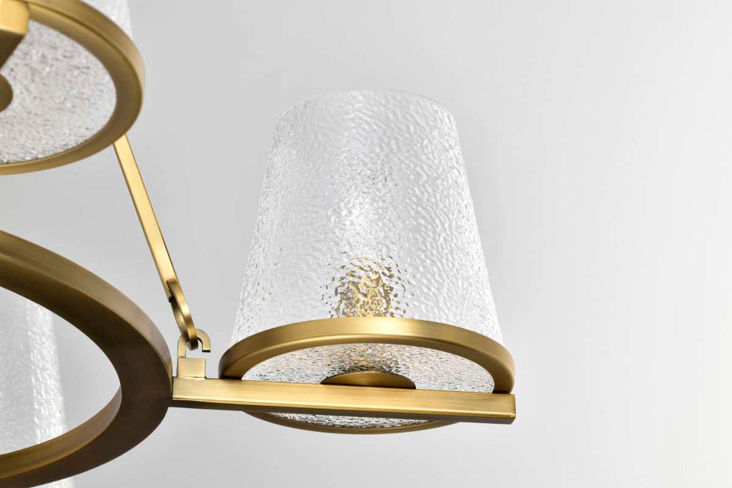 Chandelier Nuvo 60-8268 Valentine - 5 Light Chandelier - Vintage Brass Finish - Hammered Glass Nuvo