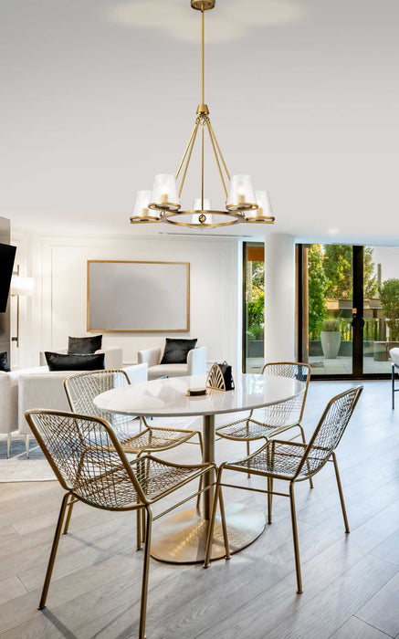 Chandelier Nuvo 60-8268 Valentine - 5 Light Chandelier - Vintage Brass Finish - Hammered Glass Nuvo