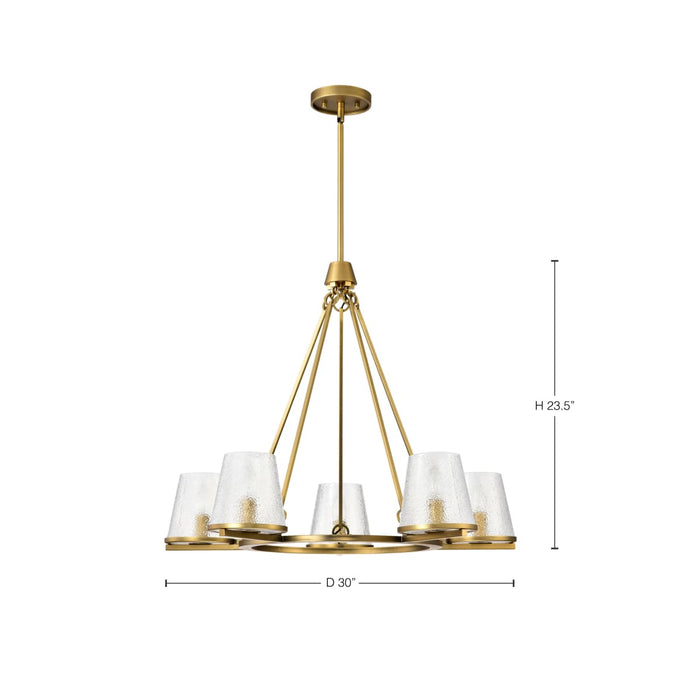 Chandelier Nuvo 60-8268 Valentine - 5 Light Chandelier - Vintage Brass Finish - Hammered Glass Nuvo
