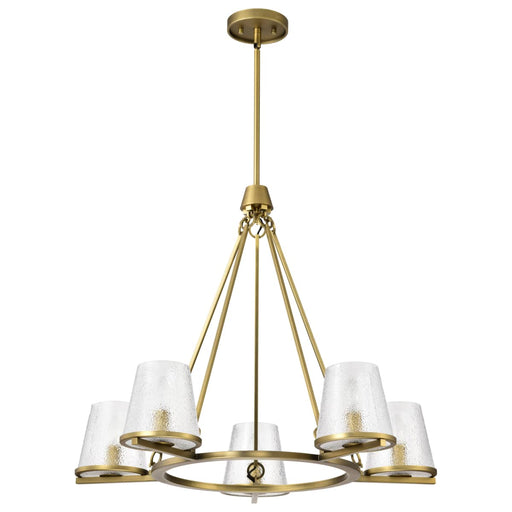 Chandelier Nuvo 60-8268 Valentine - 5 Light Chandelier - Vintage Brass Finish - Hammered Glass Nuvo