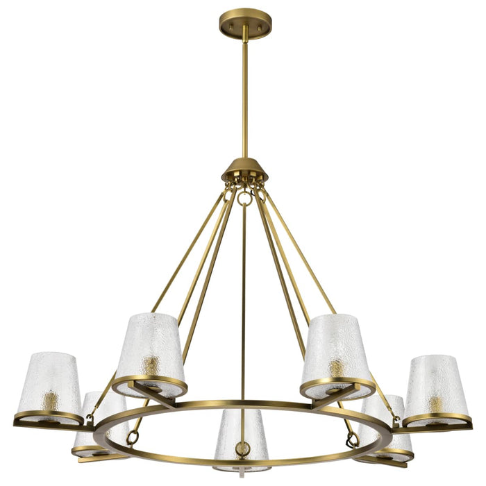 Chandelier Nuvo 60-8269 Valentine - 7 Light Chandelier - Vintage Brass Finish - Hammered Glass Nuvo