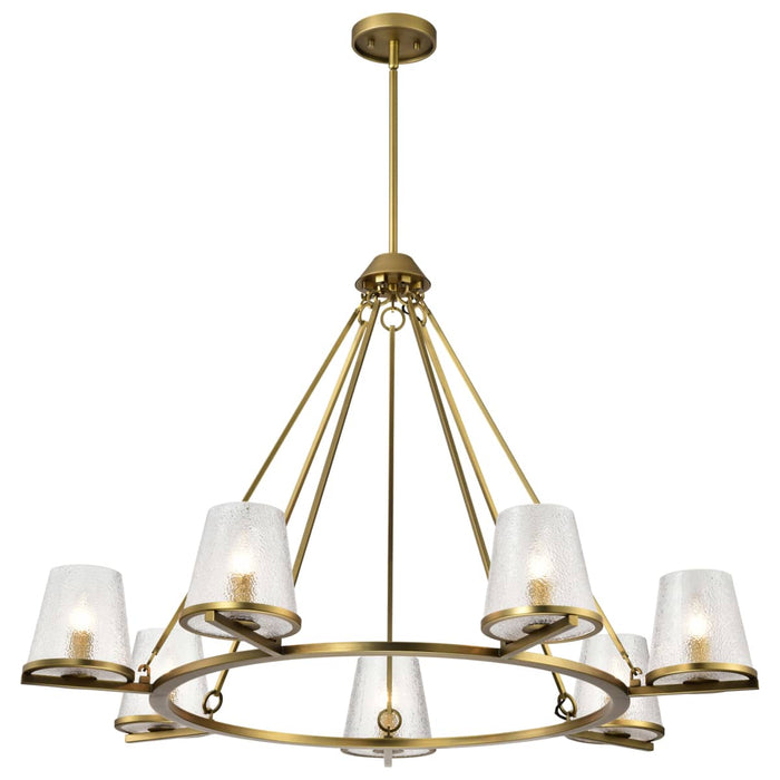 Chandelier Nuvo 60-8269 Valentine - 7 Light Chandelier - Vintage Brass Finish - Hammered Glass Nuvo