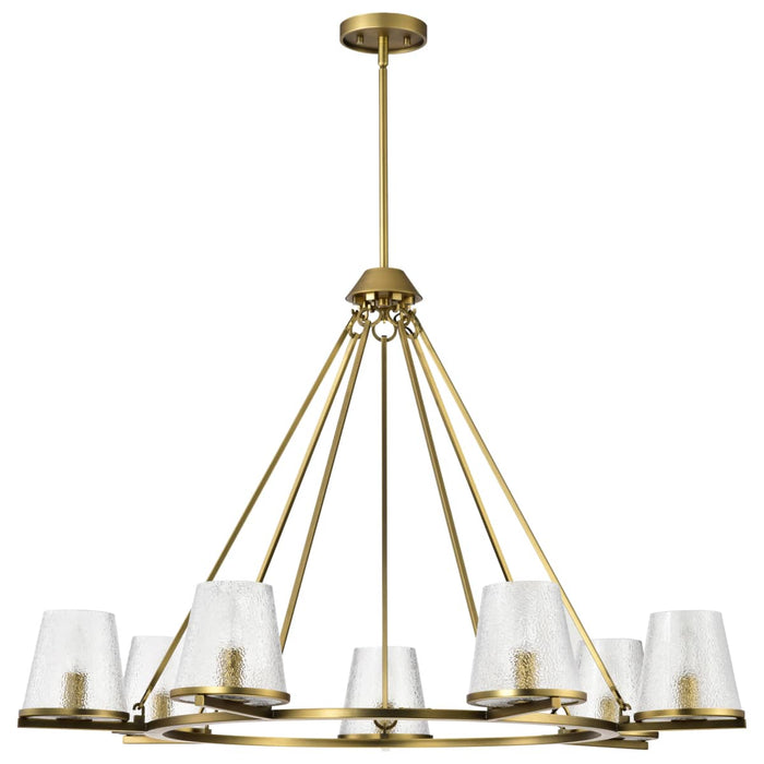 Chandelier Nuvo 60-8269 Valentine - 7 Light Chandelier - Vintage Brass Finish - Hammered Glass Nuvo