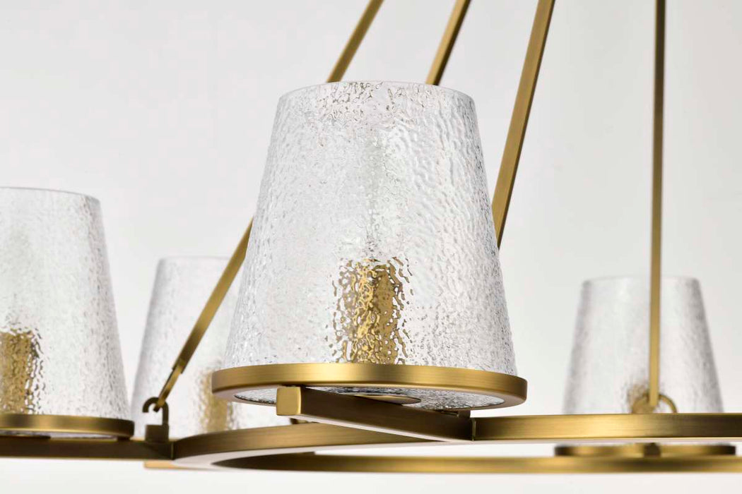 Chandelier Nuvo 60-8269 Valentine - 7 Light Chandelier - Vintage Brass Finish - Hammered Glass Nuvo