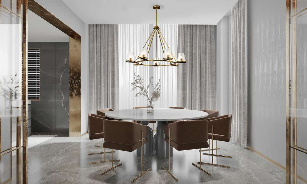 Chandelier Nuvo 60-8269 Valentine - 7 Light Chandelier - Vintage Brass Finish - Hammered Glass Nuvo