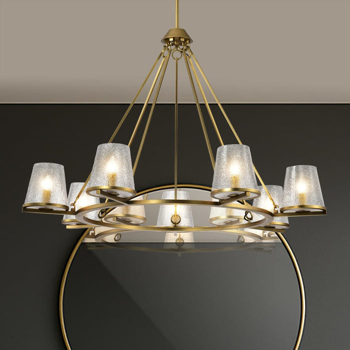 Chandelier Nuvo 60-8269 Valentine - 7 Light Chandelier - Vintage Brass Finish - Hammered Glass Nuvo