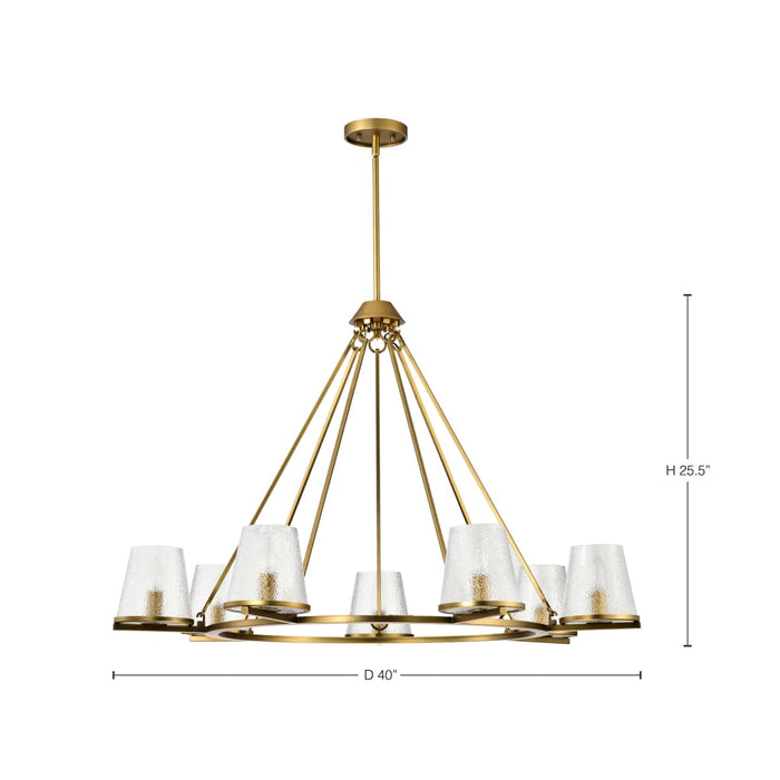 Chandelier Nuvo 60-8269 Valentine - 7 Light Chandelier - Vintage Brass Finish - Hammered Glass Nuvo