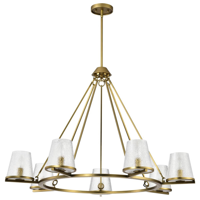 Chandelier Nuvo 60-8269 Valentine - 7 Light Chandelier - Vintage Brass Finish - Hammered Glass Nuvo