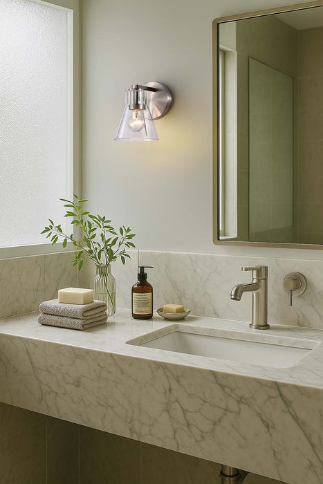 Vanity Nuvo 60-8331 Gianna - 1 Light Vanity - Brushed Nickel Finish - Clear Glass Nuvo