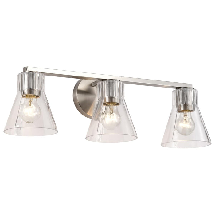 Vanity Nuvo 60-8333 Gianna - 3 Light Vanity - Brushed Nickel Finish - Clear Glass Nuvo