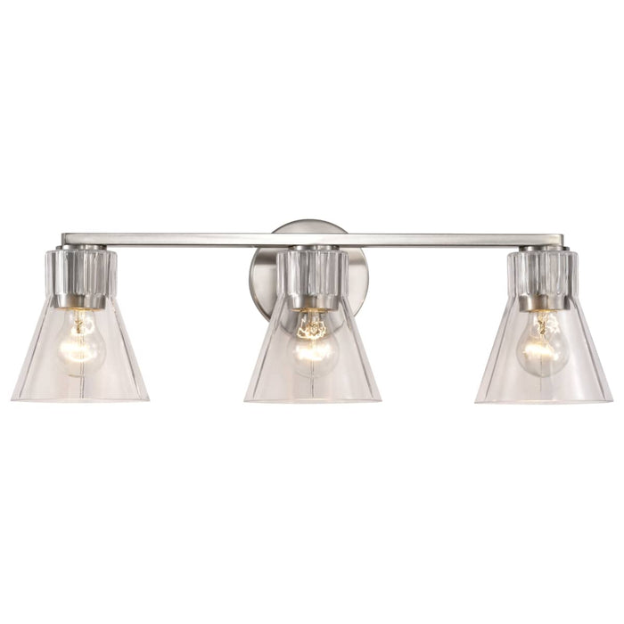 Vanity Nuvo 60-8333 Gianna - 3 Light Vanity - Brushed Nickel Finish - Clear Glass Nuvo