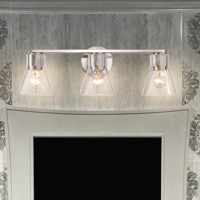 Vanity Nuvo 60-8333 Gianna - 3 Light Vanity - Brushed Nickel Finish - Clear Glass Nuvo
