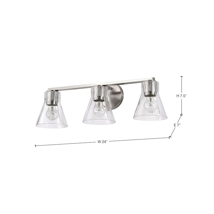Vanity Nuvo 60-8333 Gianna - 3 Light Vanity - Brushed Nickel Finish - Clear Glass Nuvo