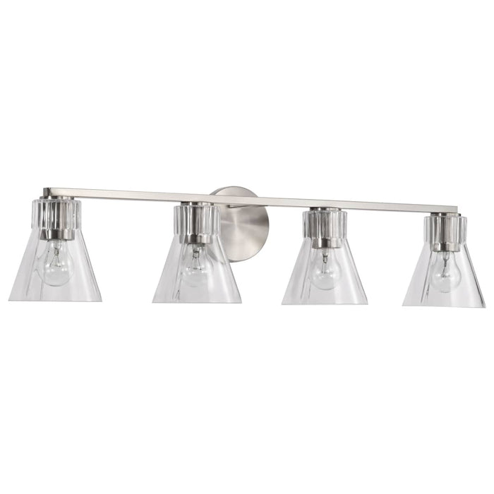 Vanity Nuvo 60-8334 Gianna - 4 Light Vanity - Brushed Nickel Finish - Clear Glass Nuvo